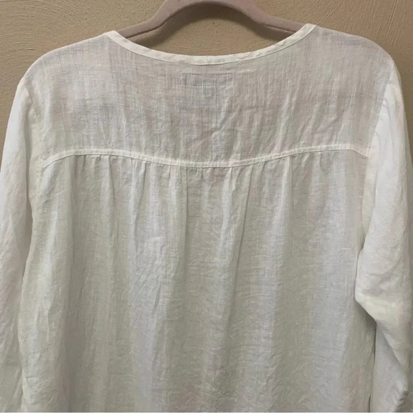 Flax V Pullover Linen Shirt in White Size XS - Picture 6 of 9